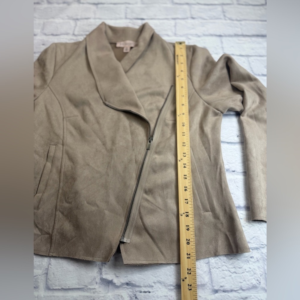 Anthropologie Philosophy Taupe Faux Suede Moto Jacket. Size M. Lightweight. - Picture 4 of 7